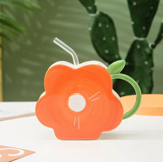 New ceramic water cup [orange capacity 400ml]