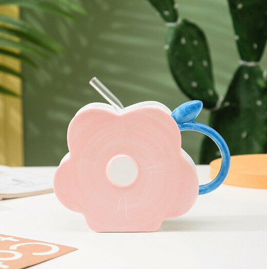 New ceramic water cup [pink capacity 400ml]