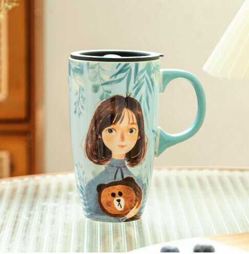 New ceramic water cup [Sweater Girl Capacity 501-600ml]