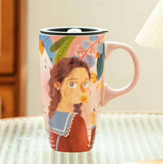 New ceramic water cup [Girl in Red Capacity 501-600ml]