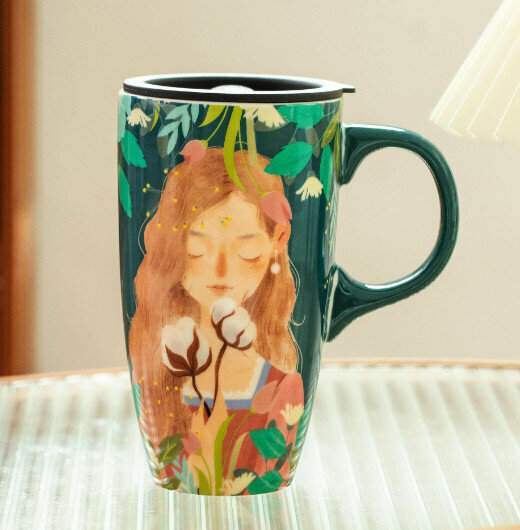 New ceramic water cup [long-haired girl capacity 501-600ml]
