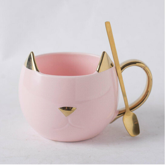 New ceramic water cup [pink capacity 301-400ml]
