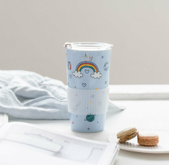 New ceramic water cup [blue capacity 501-600ml]