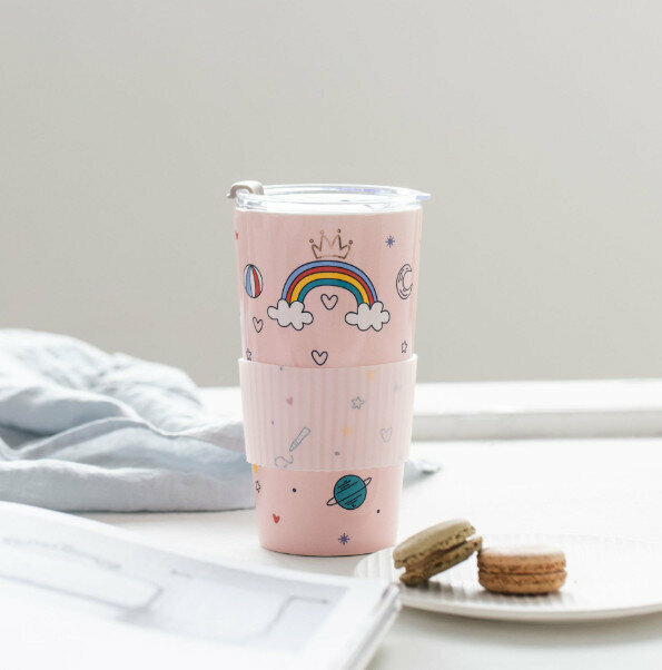 New ceramic water cup [pink capacity 501-600ml]