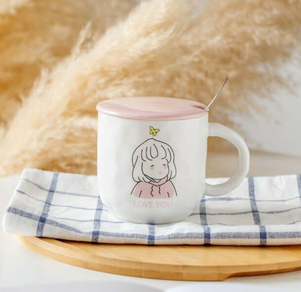 New ceramic water cup [pink bow capacity 301-400ml]