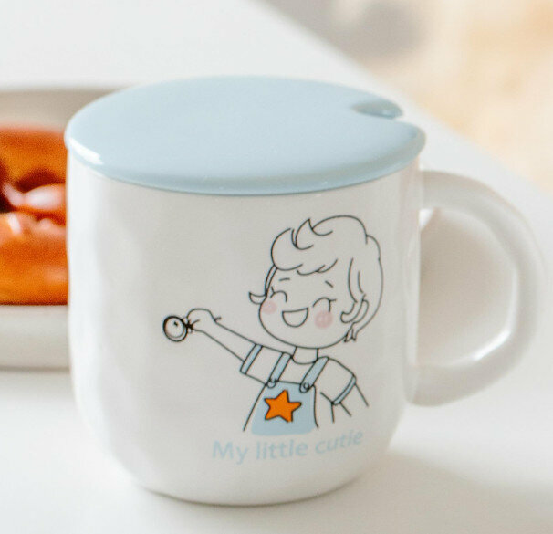 New ceramic water cup [blue five-star capacity 301-400ml]