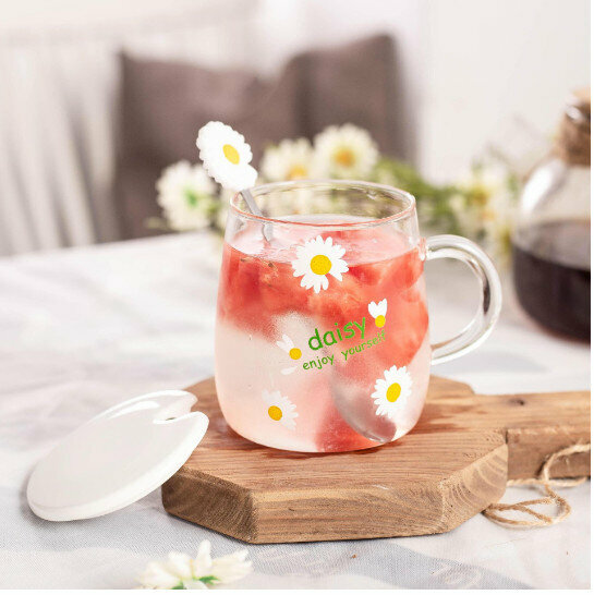 New ceramic water cup [Daisy flower capacity 401-500ml]