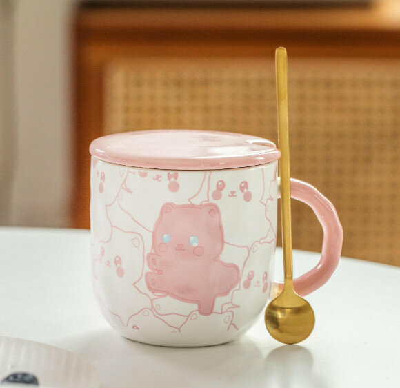 New ceramic water cup [cute cat capacity 301-400ml]