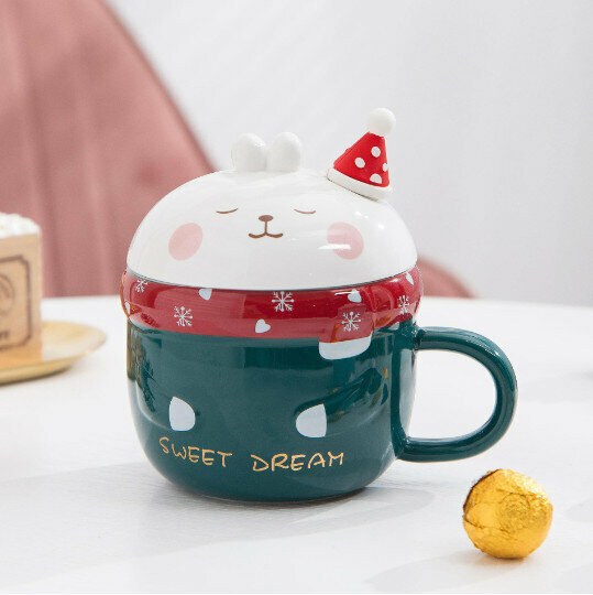 New ceramic water cup [wood green capacity 400ml]