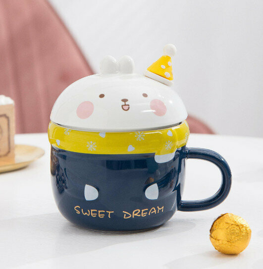 New ceramic water cup [Dark blue capacity 400ml]