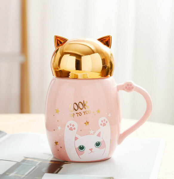 New ceramic water cup [pink capacity 301-400ml]