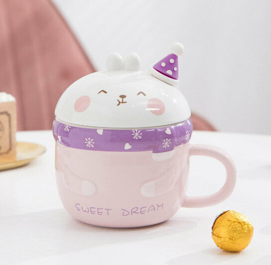 New ceramic water cup [pink capacity 400ml]