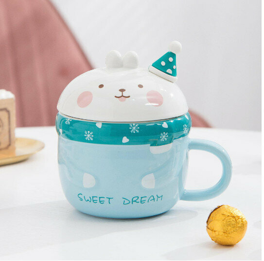 New ceramic water cup [light green blue capacity 400ml]