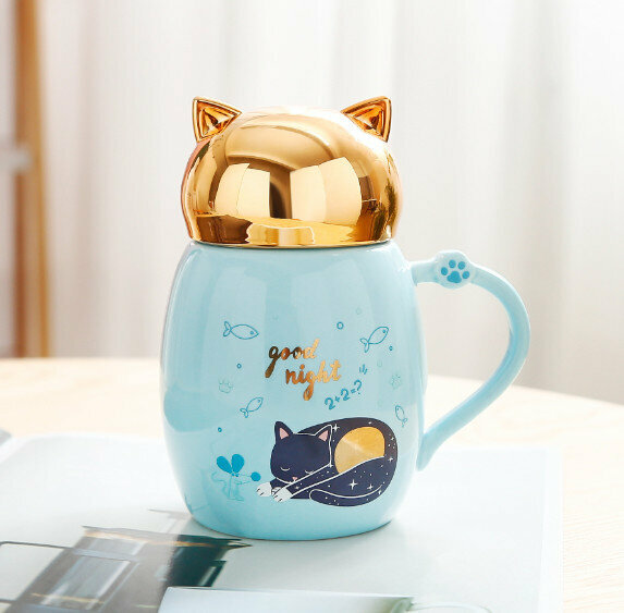 New ceramic water cup [light blue capacity 301-400ml]