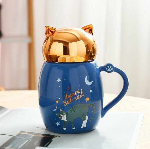 New ceramic water cup [dark blue capacity 301-400ml]