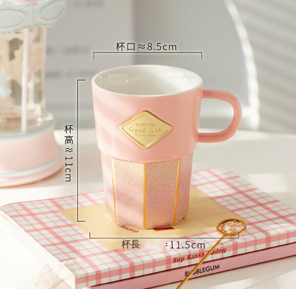 New ceramic water cup [pink capacity 320ml]