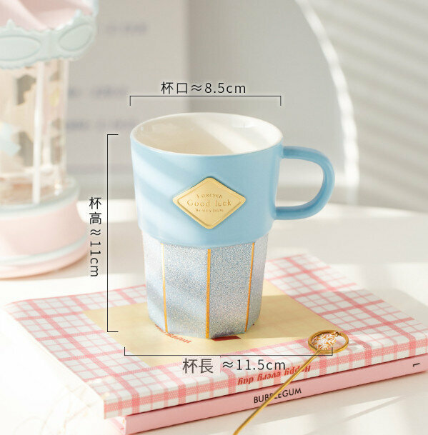 New ceramic water cup [blue capacity 320ml]