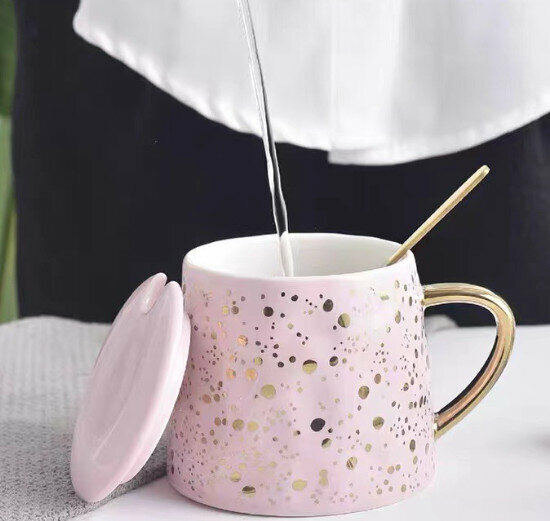New ceramic water cup [pink capacity 301-400ml]