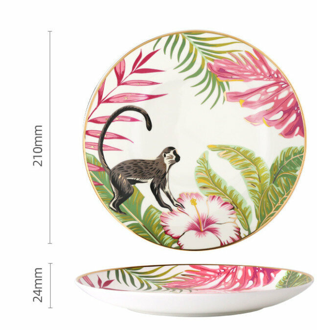 New style Western plate and tableware set (8-inch single plate fireworks pink)