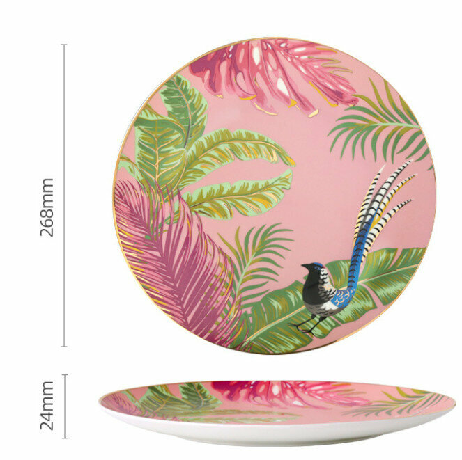 New style Western plate and tableware set (10-inch single plate fireworks pink)