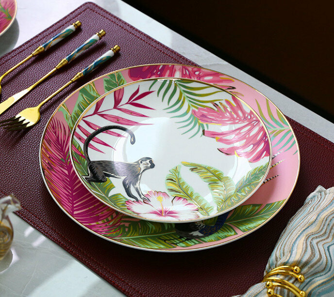 New Western Plate and Tableware Set (Firework Pink Daisy Plate Set)