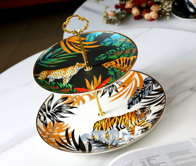 New Western plate and tableware set (double-layer skewers with dark fragrance and sparse shadow)