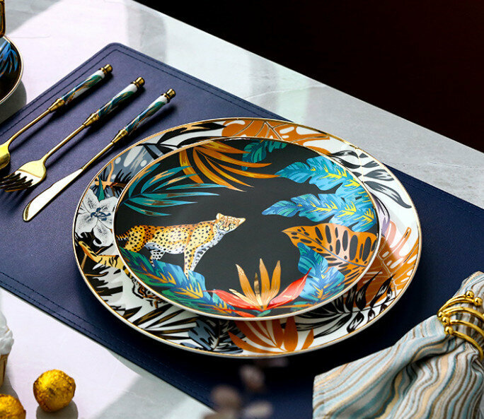 New style western food plate and tableware set (dark fragrance sparse shadow western food plate set)