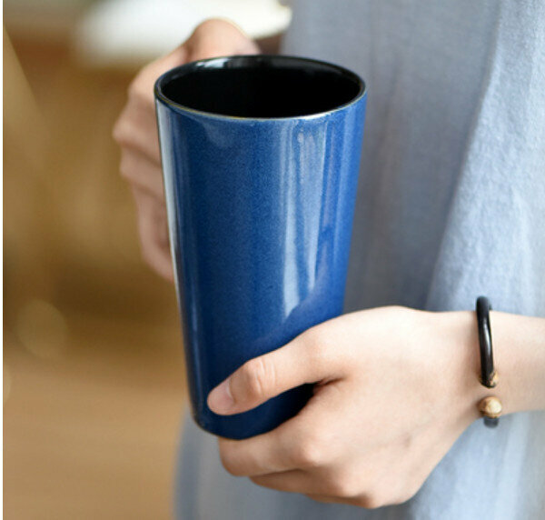 New personalized ceramic water cup (tall blue single cup) (520 ml)