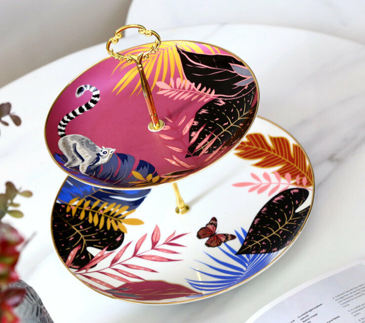 New style Western plate and tableware set (Hua Fei Die Wu double layer skewers)