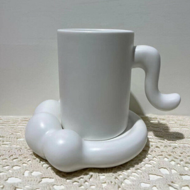 Hot selling ceramic mug [white cup + saucer]