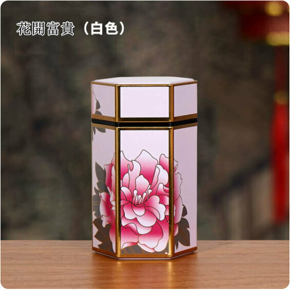 Hot style tea can tin [Flowers bloom and prosper - white high style]