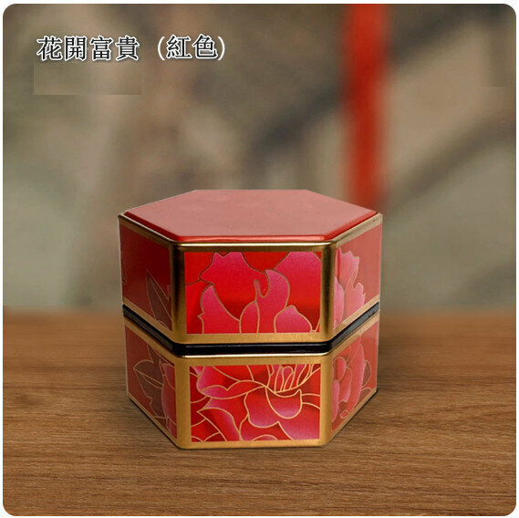 爆款茶葉罐鐵罐【花開富貴-紅色矮款】 
