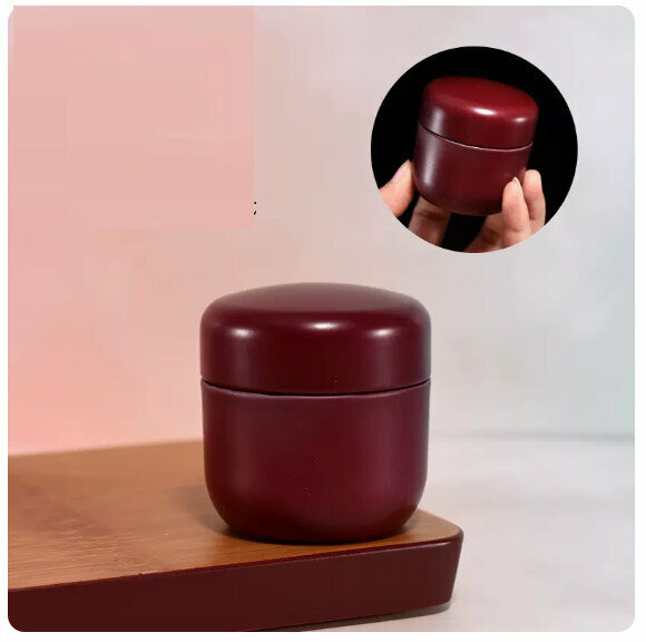 Popular tea can tin [burgundy red]