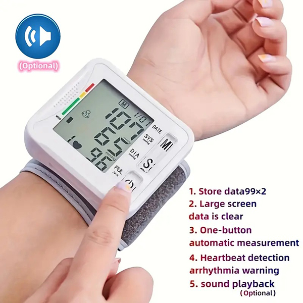 JK Korea Home Smart Voice Broadcast Blood Pressure Monitor Wrist Blood Pressure Monitor (J0971)