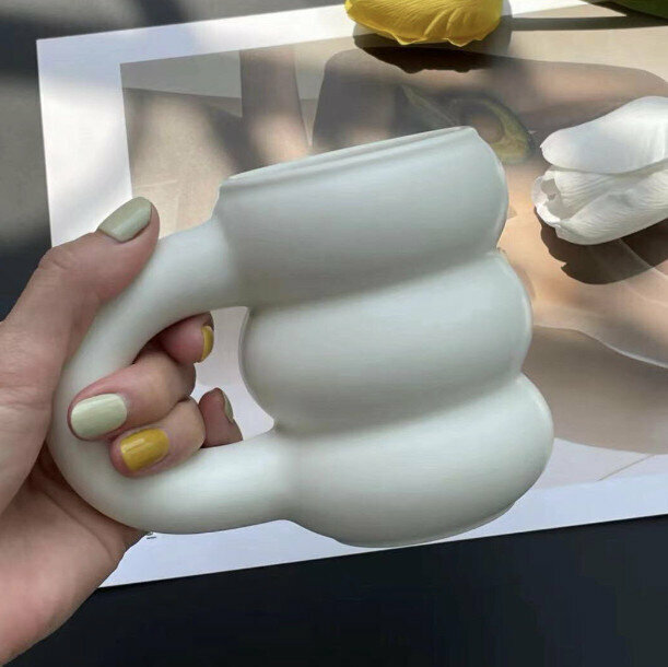 Popular Korean style ins style tire ceramic mug coffee cup [white 450ml]
