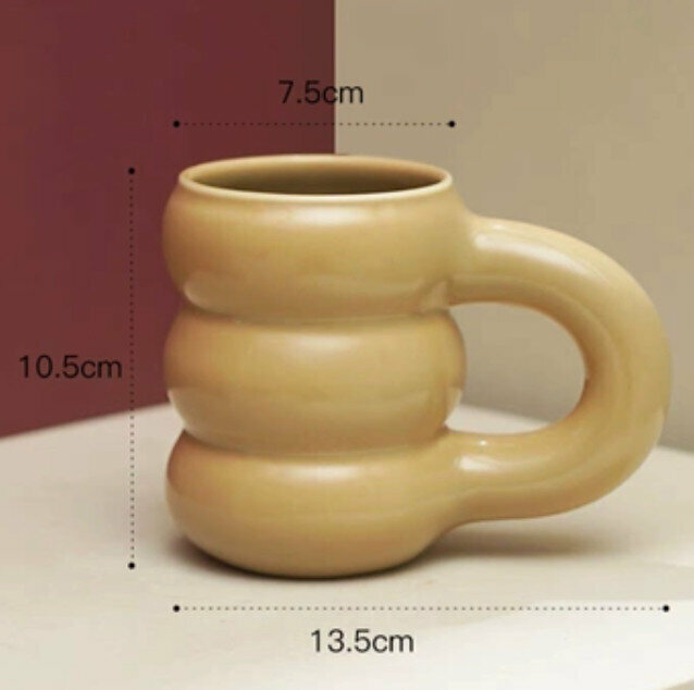 Popular Korean style ins style tire ceramic mug coffee cup [khaki 450ml]