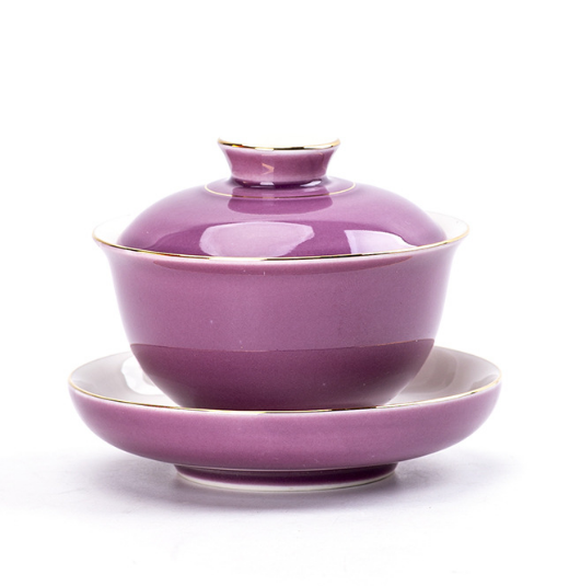 Hotly recommended small fresh ceramic Kung Fu tea set (Violet Sancai Bowl [Sakura])