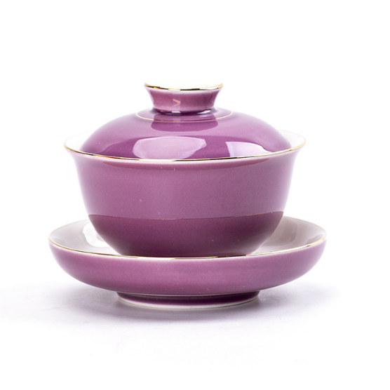 Hotly recommended ceramic small fresh Kung Fu tea set (carmine red three-cai bowl [Shou Tao])
