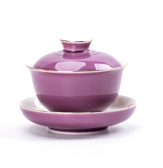 Hotly recommended ceramic small fresh Kung Fu tea set (Violet Sancai Bowl [Lotus])