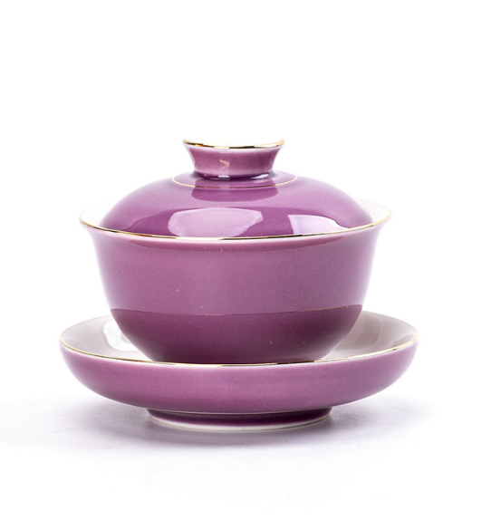 Hotly recommended ceramic small fresh Kung Fu tea set (Violet Sancai bowl [no pattern])