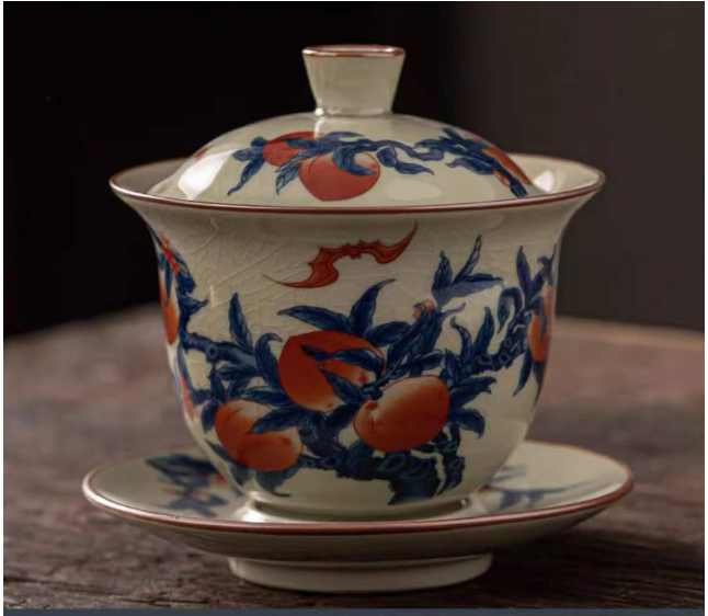 Highly recommended high-end retro ceramic Kung Fu tea set (B type covered bowl blue and white longevity)
