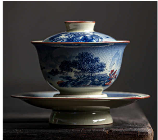 New retro Chinese Kung Fu tea set (Gu Ru [Lake and Mountain View] tall bowl)