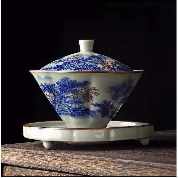 New retro Chinese Kung Fu tea set (Gu Ru [Jiangshan Keran] bamboo hat and bowl)