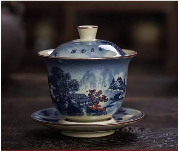 New retro Chinese Kung Fu tea set (Gu Ru [Huguangshanse] small covered bowl)
