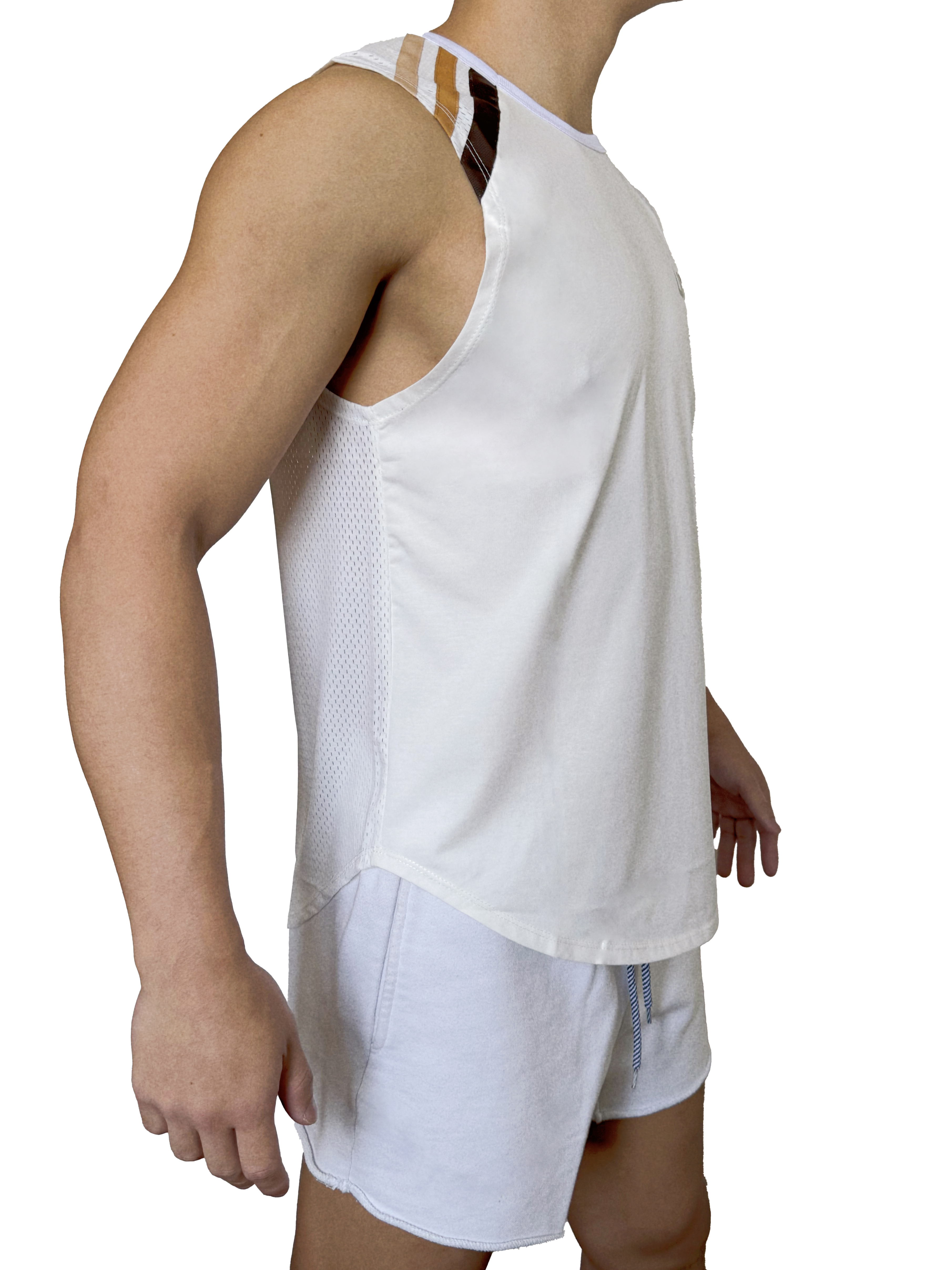 Stripe UP 寬肩運動背心 米白