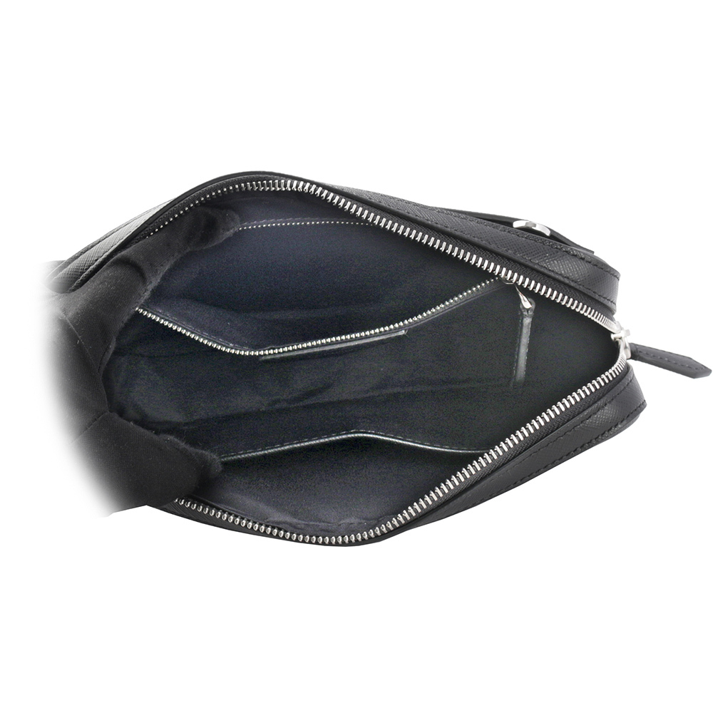 【MONT BLANC】Sartorial 匠心系列防刮牛皮迷你拉鍊郵差包(黑色) 130308