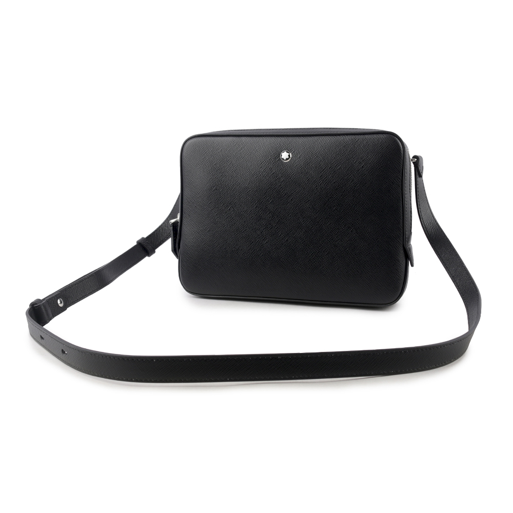 【MONT BLANC】Sartorial 匠心系列防刮牛皮迷你拉鍊郵差包(黑色) 130308