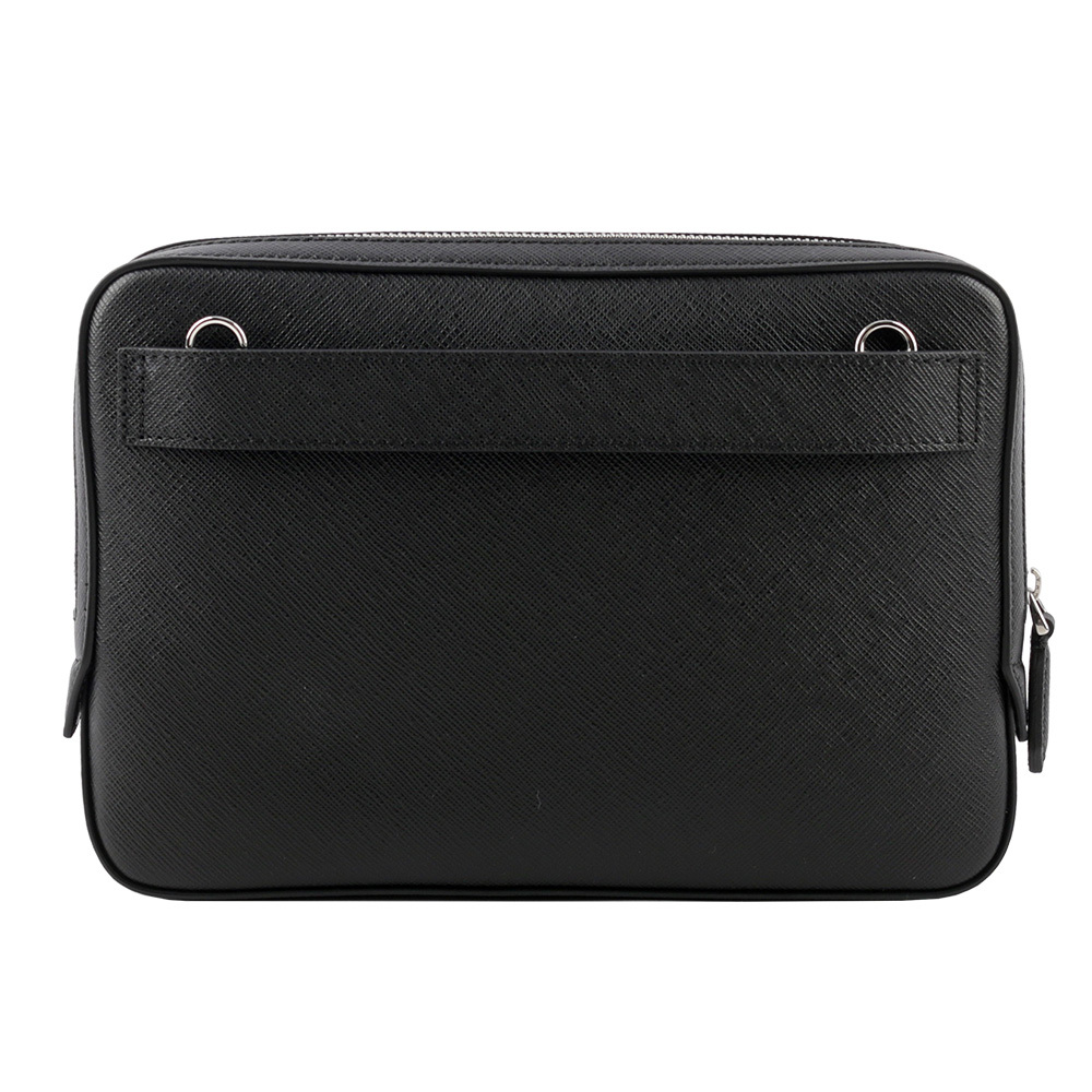 【MONT BLANC】Sartorial 匠心系列防刮牛皮迷你拉鍊郵差包(黑色) 130308