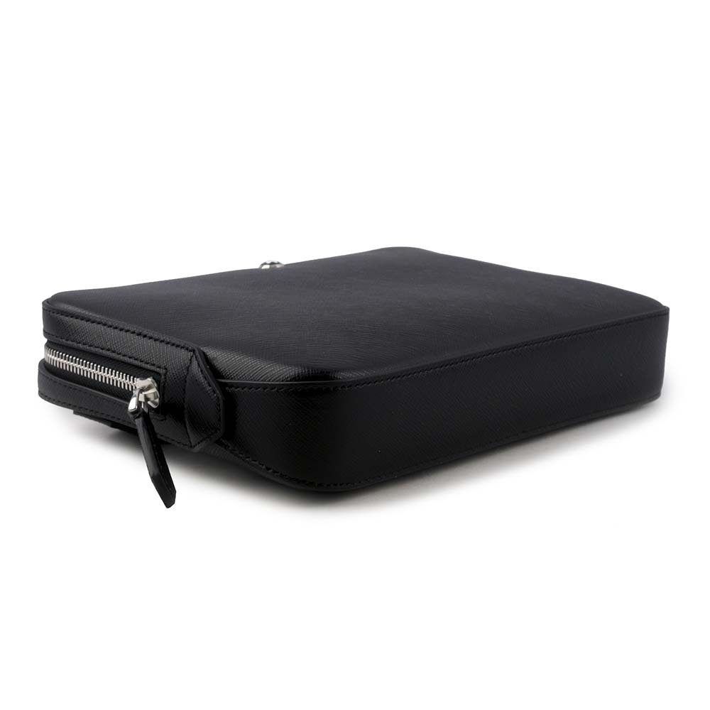 【MONT BLANC】Sartorial 匠心系列防刮牛皮迷你拉鍊郵差包(黑色) 130308