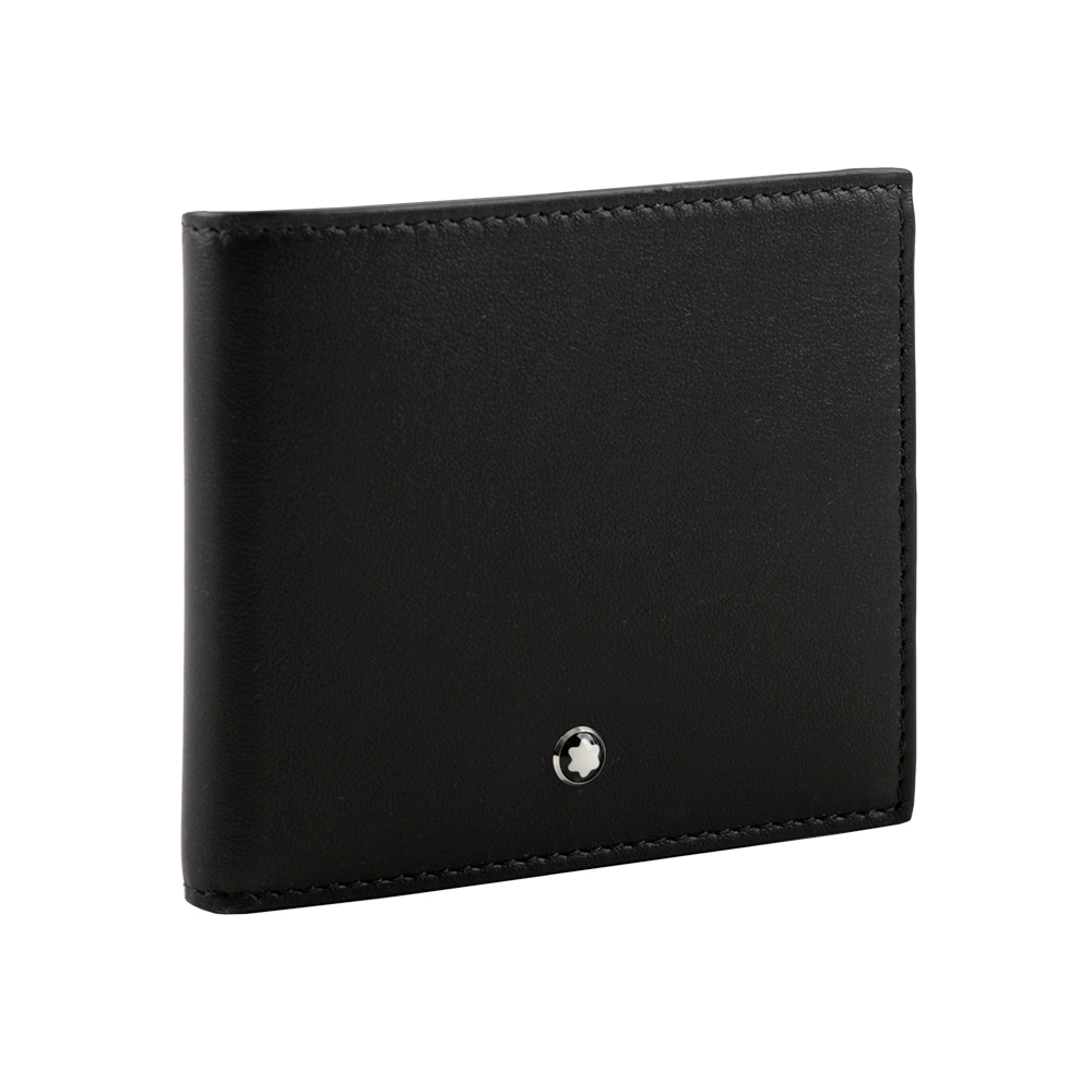 【MONT BLANC】Trio 軟皮系列小牛皮三折4卡薄款短夾(黑色) 198145